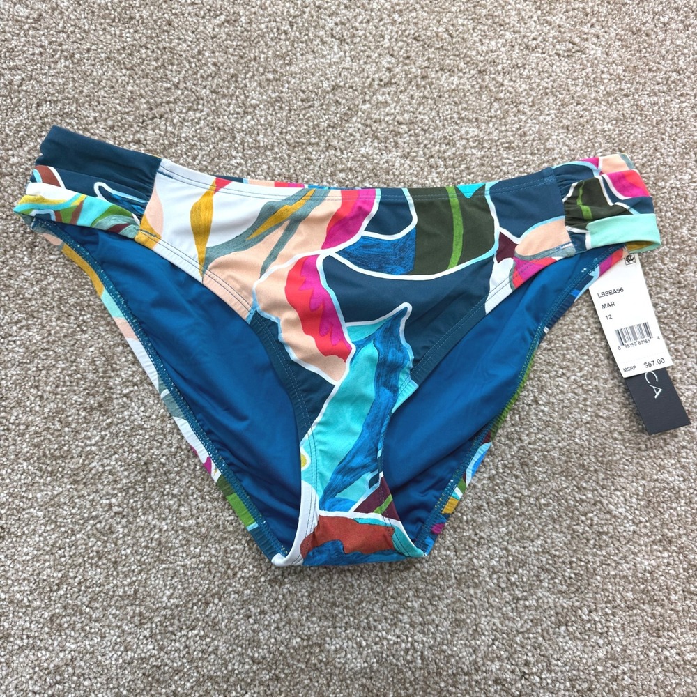 La Blanca Tropical Leaf Hipster Bikini Bottom Womens 12 Swim NEW Swimwear L
